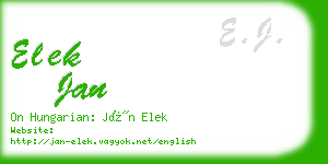 elek jan business card